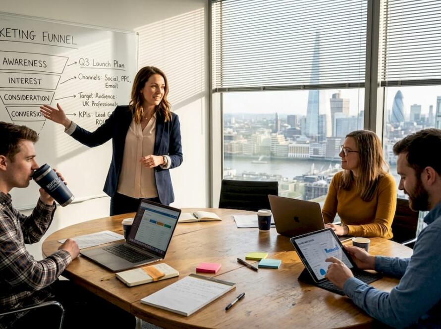Marketing team meeting in conference room