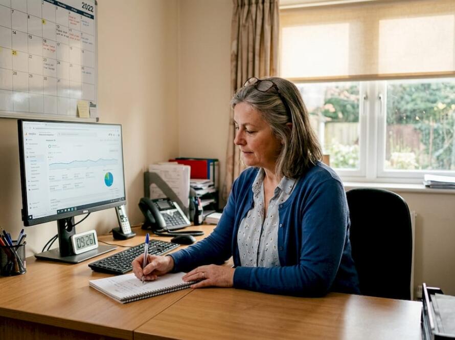 Care home manager checking website SEO results