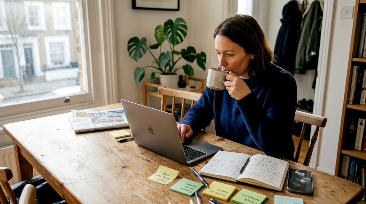 Small business owner planning marketing campaign